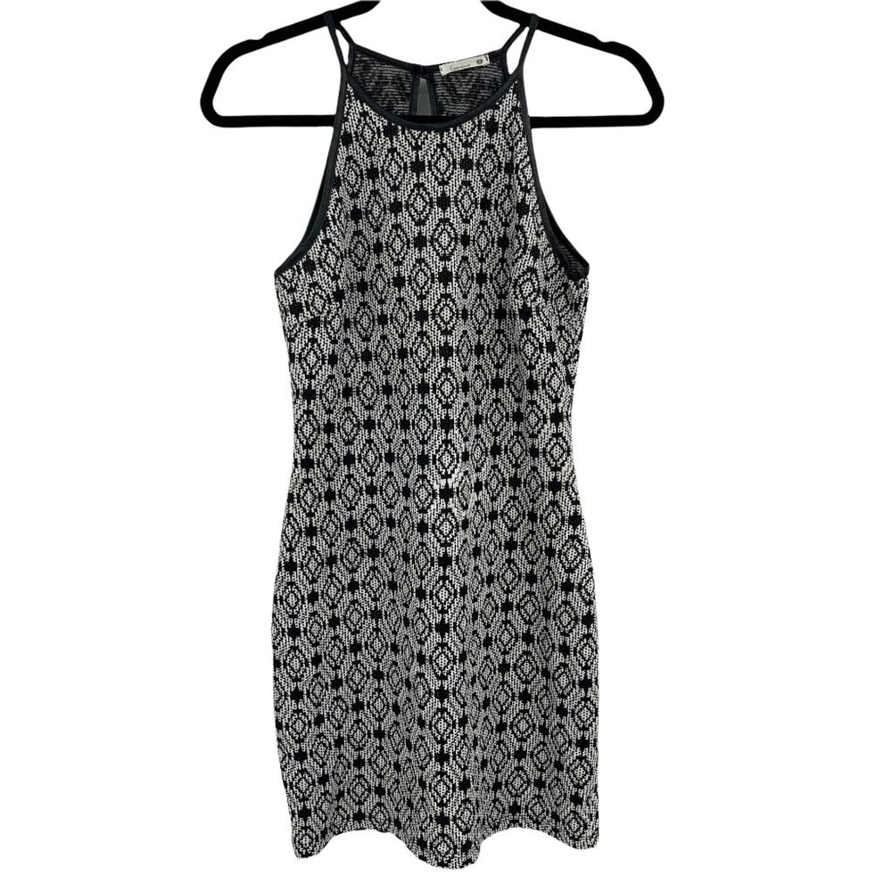 Soprano Fitted Dress Small Black White Mini